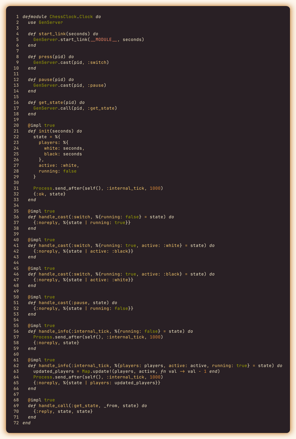 Chess clock screenshot